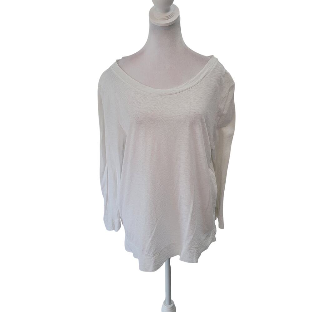 Fresh Produce Size XL White 3/4‎ Sleeve Boat Neck Cotton Top Casual Made In USA